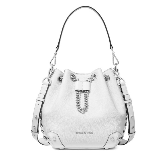 alanis medium pebbled leather bucket bag